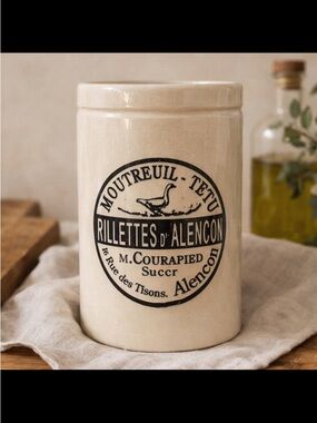 Vintage French stoneware crock jar